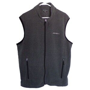 Eddie Bauer Mens XL Gray Full Zip Fleece Vest